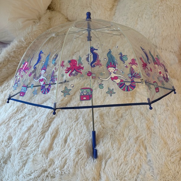 Totes Girls Mermaid Ocean Princess Clear Dome Umbrella - Picture 2 of 7
